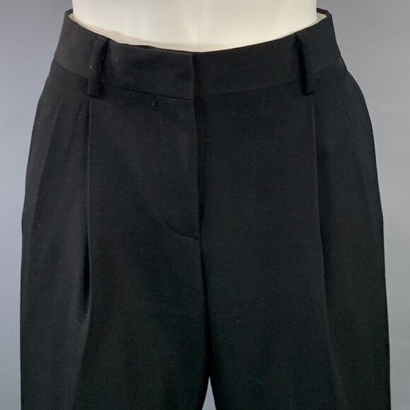 PAUL SMITH Size 2 Black Wool Twill Pleated Tapered Dress Pants - Picture 2 of 7